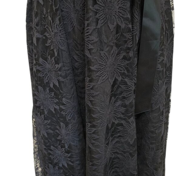 80s 90s Vintage Black Lace Dress Strapless Floral Size 9/10 - Picture 4 of 9